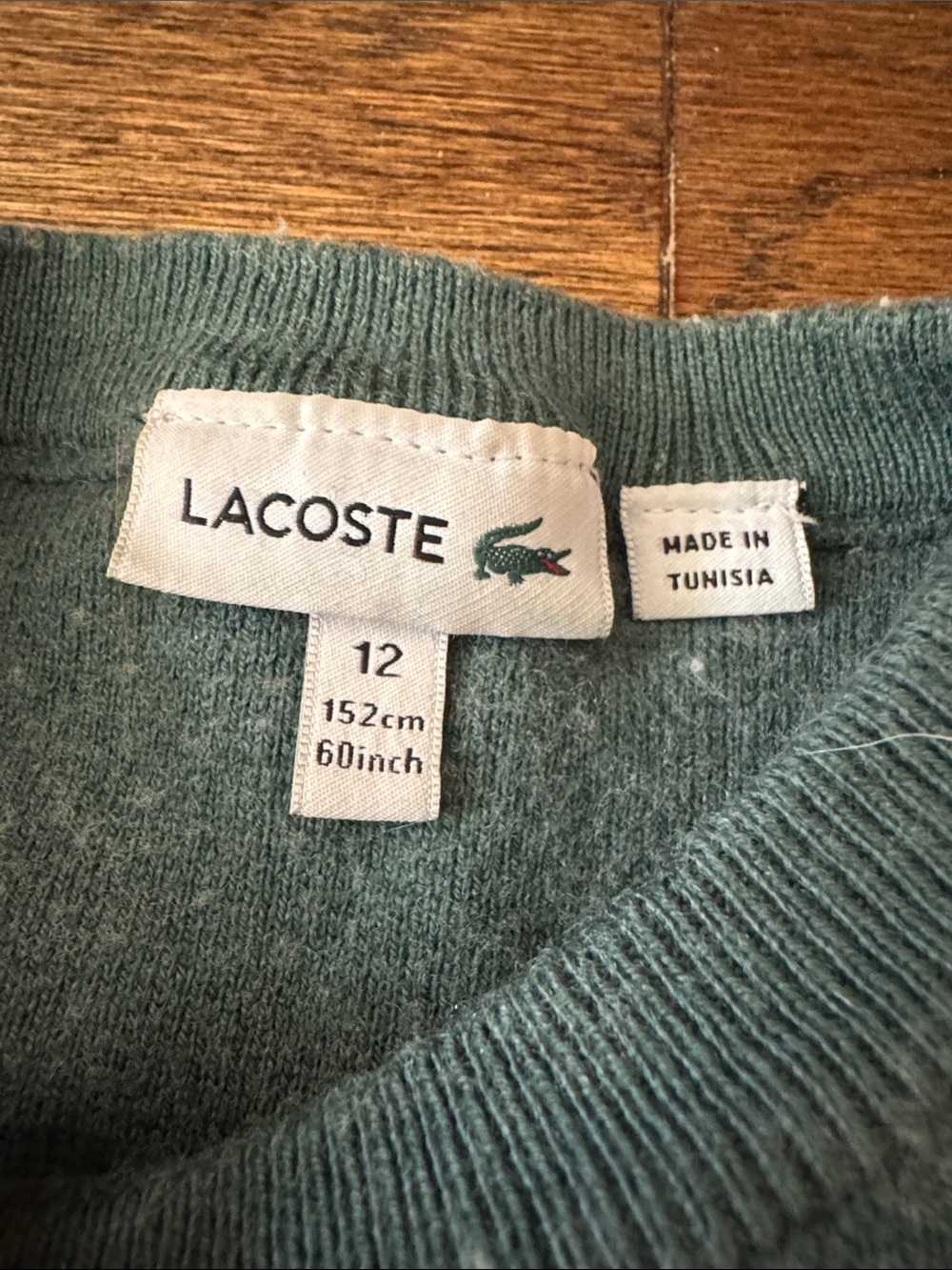Lacoste Kids Green and White Striped Crewneck Sweater - Picture 3 of 6